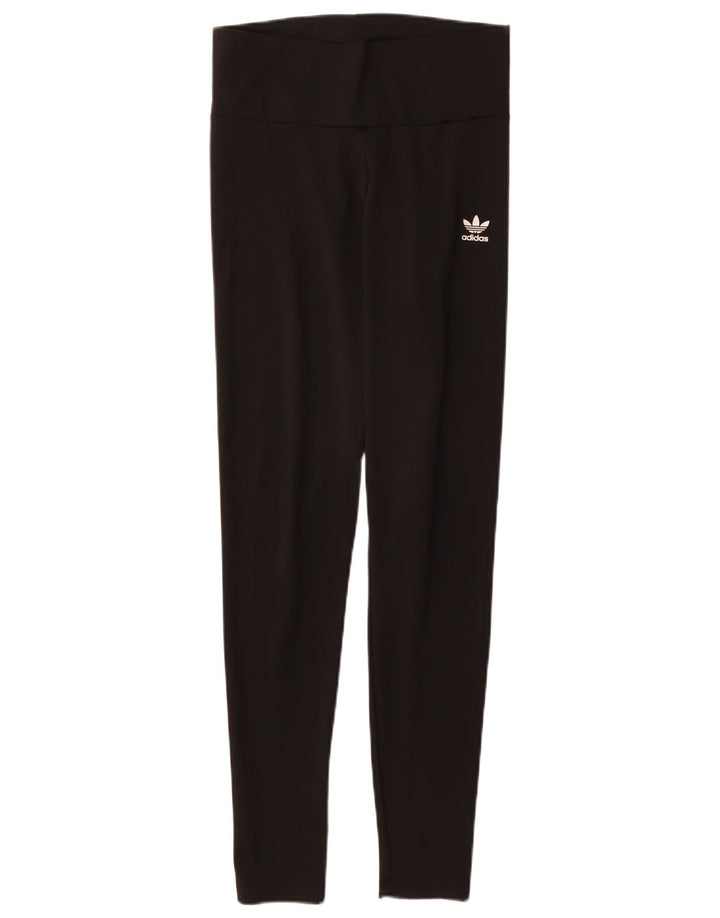 ADIDAS Grafiske Leggings til kvinder UK 12 Medium Sort Polyester