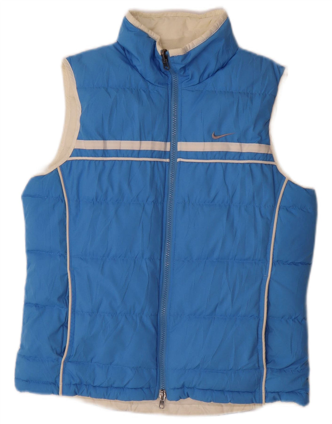 NIKE Womens Reversible Padded Gilet UK 8/10 Small Blue