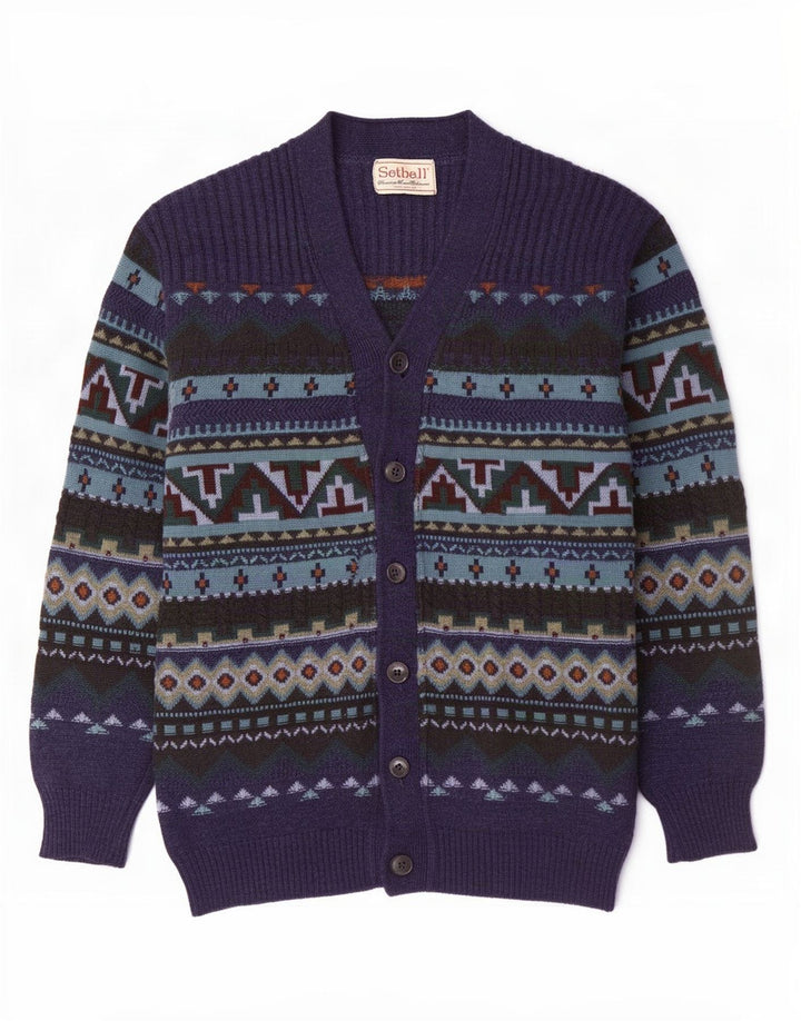 Setball Herre cardigan sweater Medium Marineblå Geometrisk