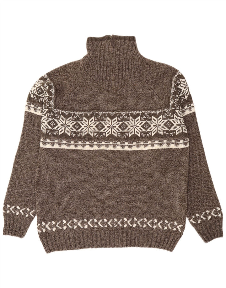 Canda Herre Zip Neck Jumper Sweater 2XL Grå Fair Isle Akryl