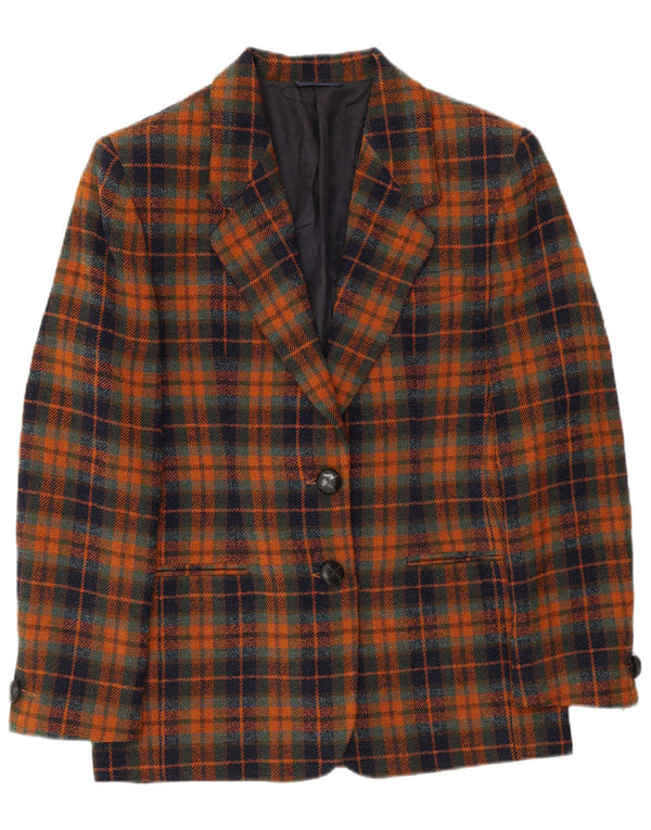 Caractere Dame 2 Button Blazer Jacket UK 10 Small Brown Check Classic