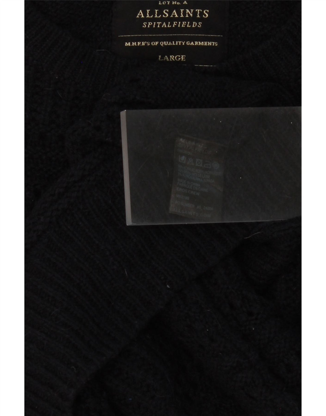 ALL SAINTS Mens Crew Neck Jumper Sweater Large Navy Blue Acrylic Vintage All Saints and Second-Hand All Saints from Messina Hembry 