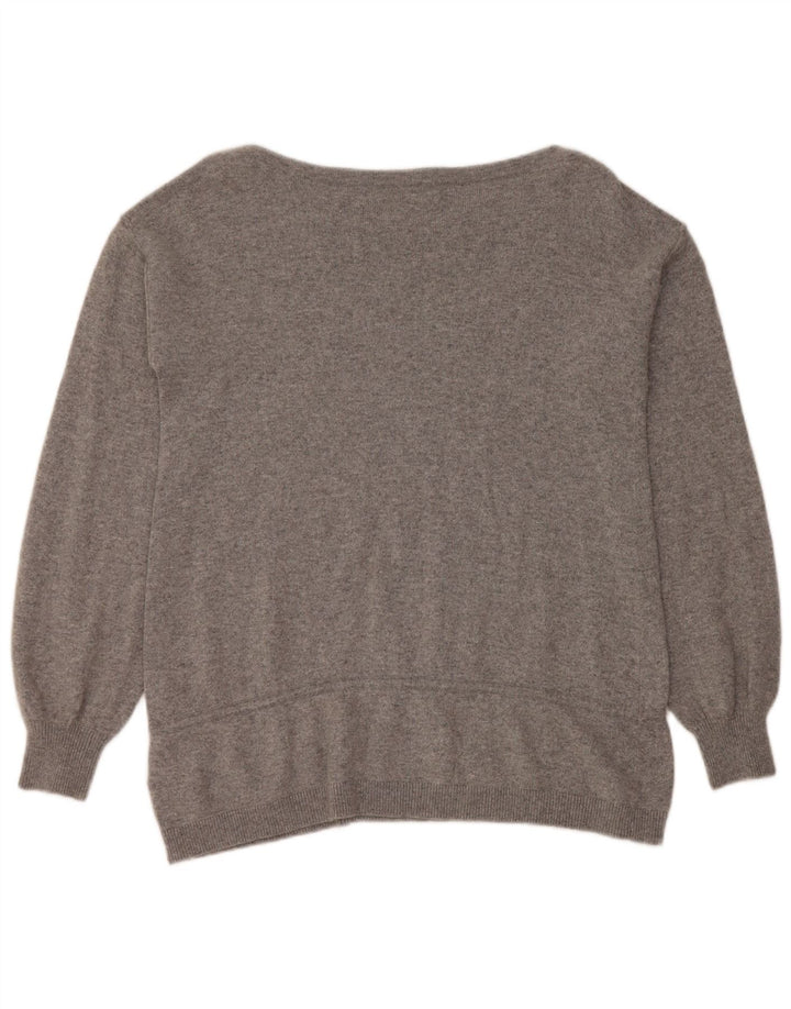 REISS Dame Boat Neck Jumper Sweater UK 14 Medium Grey Viscose