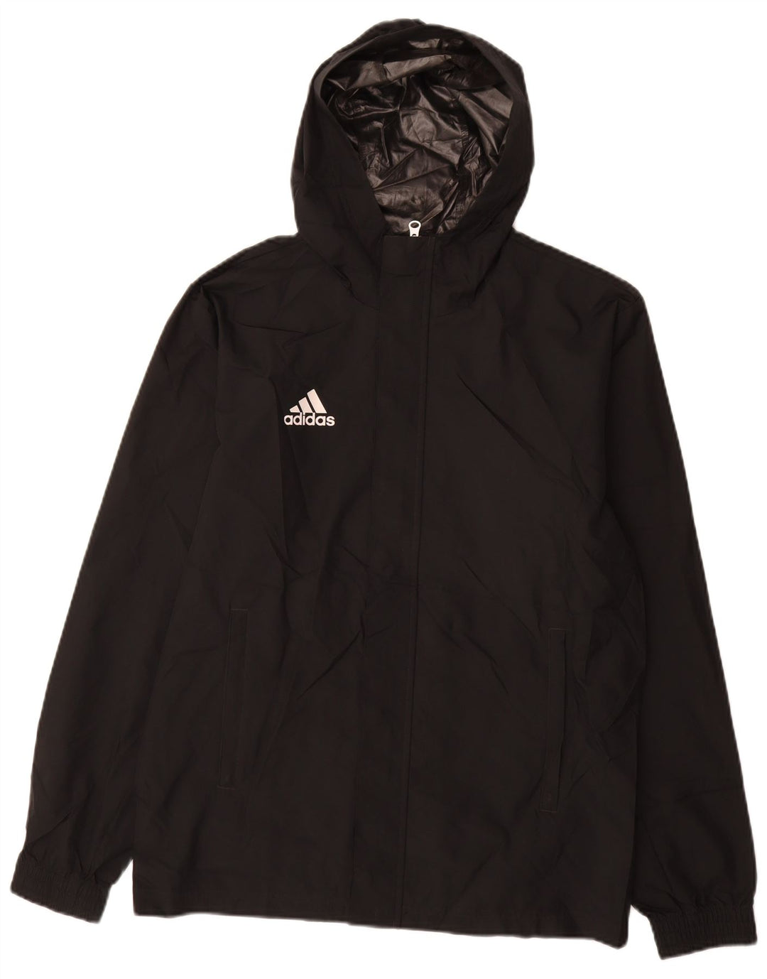 Adidas Regnjakke med hætte til mænd UK 36 Lille sort polyester