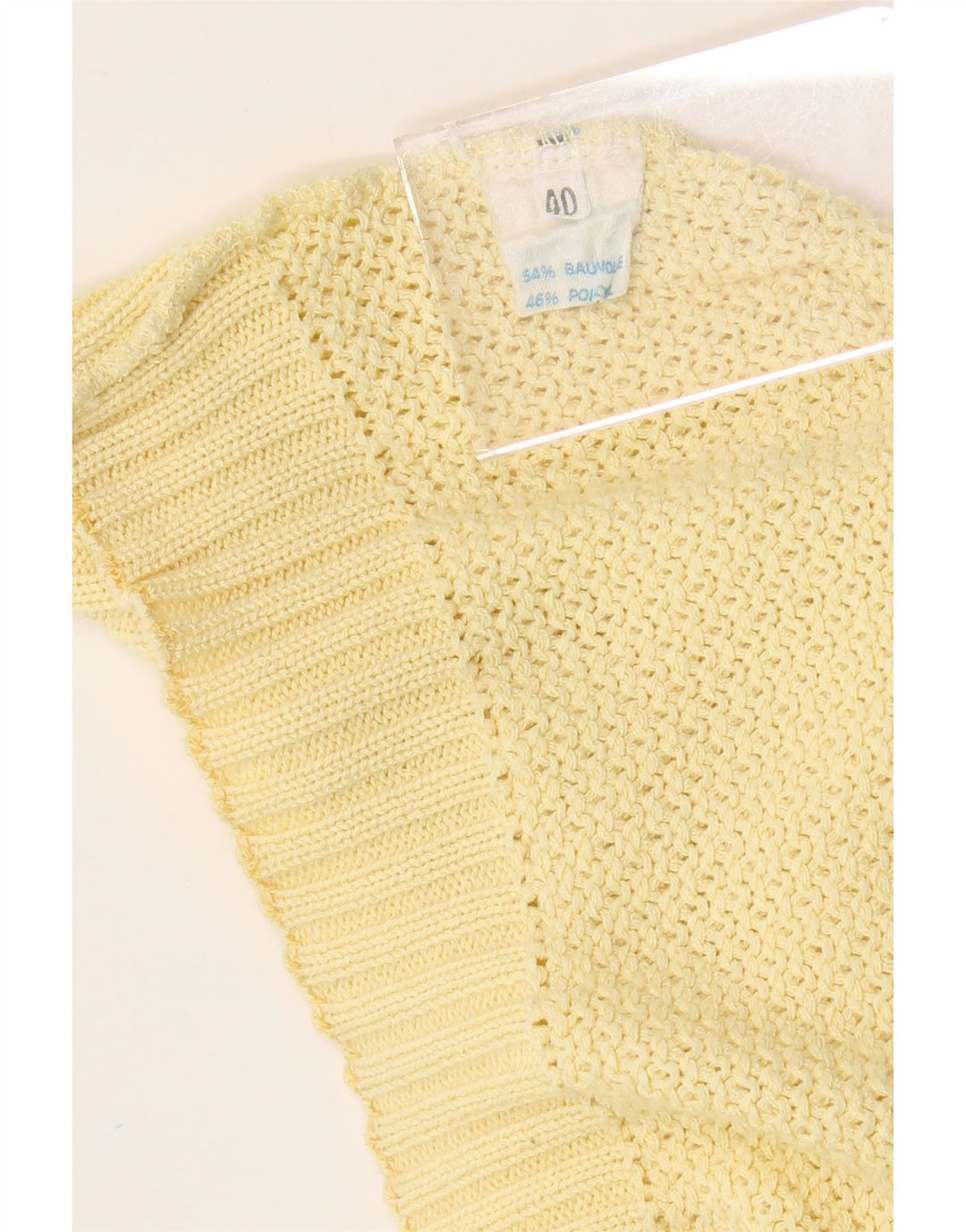 VINTAGE Dame Oversized V-hals sweater IT 40 Lille gul bomuld