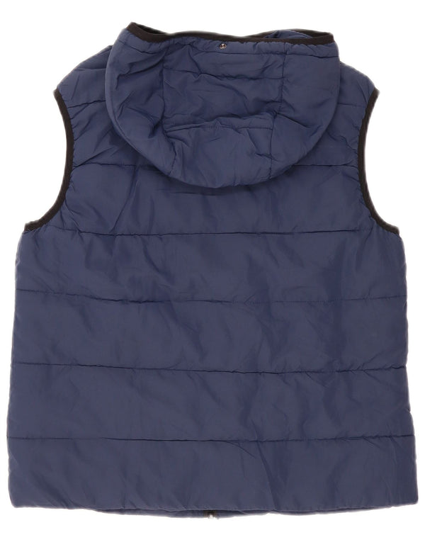 Zara Herre Hætte polstret Gilet UK 36 Small Navy Blue Polyester