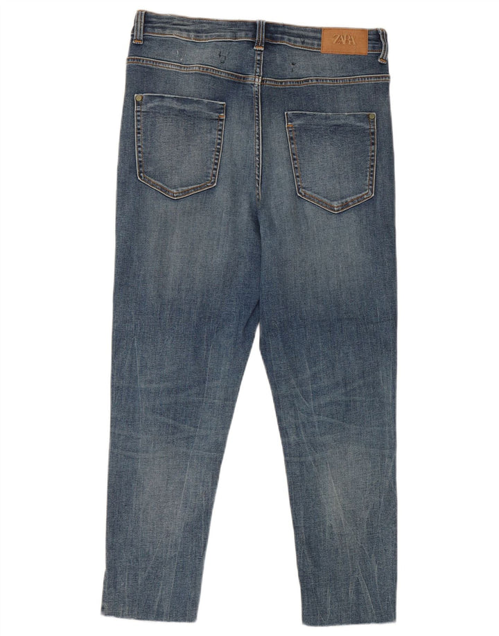 Zara Dame Cropped Jeans EU 40 Medium W30 L24 Blå Bomuld