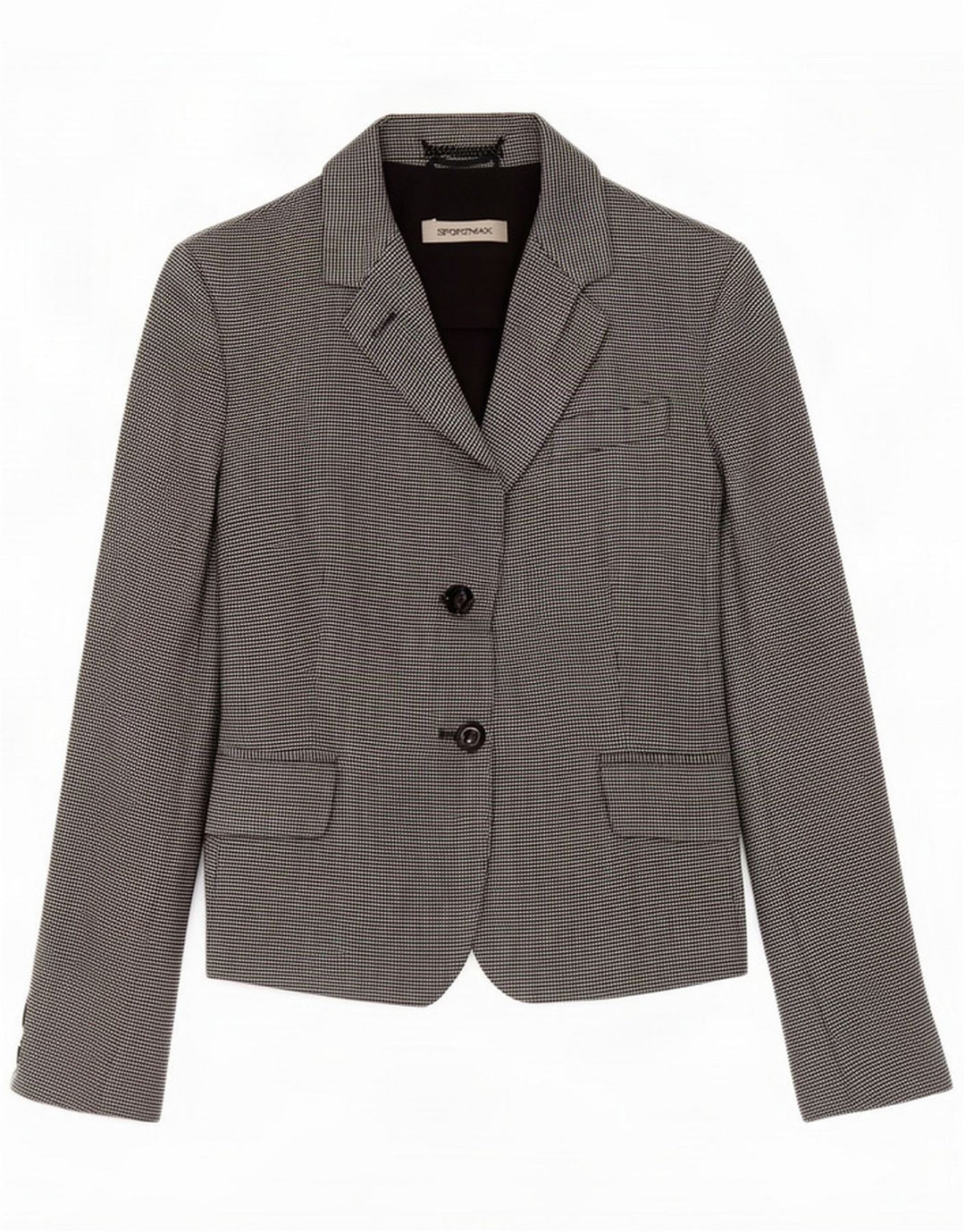 Sportmax Dame 2-knaps Blazer Jacket UK 10 Small Grey Houndstooth Linen