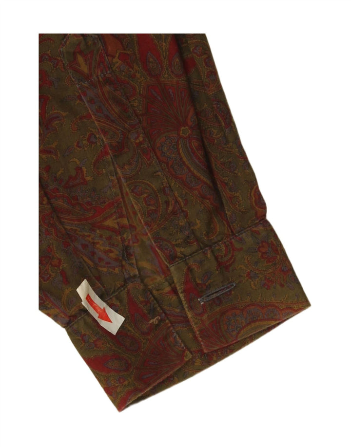 Calbros Dame Oversized Pullover Shirt IT 44 Medium Khaki Paisley Bomuld