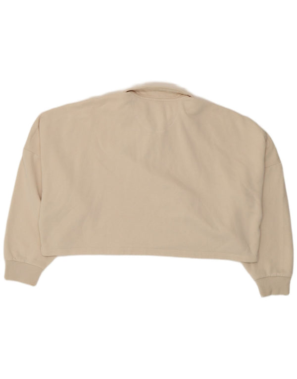 Adidas Womens Crop Oversized Sweatshirt Jumper UK 8/10 Small Beige Bomuld