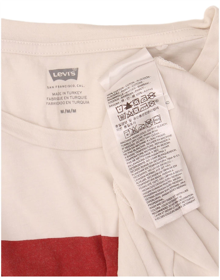 LEVI'S Grafisk T-shirt top til kvinder UK 12 Medium hvid bomuld