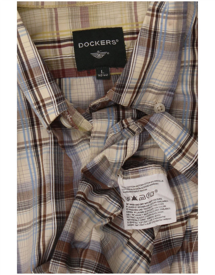 Dockers herreskjorte str. 42/44 Large brun ternet bomuld