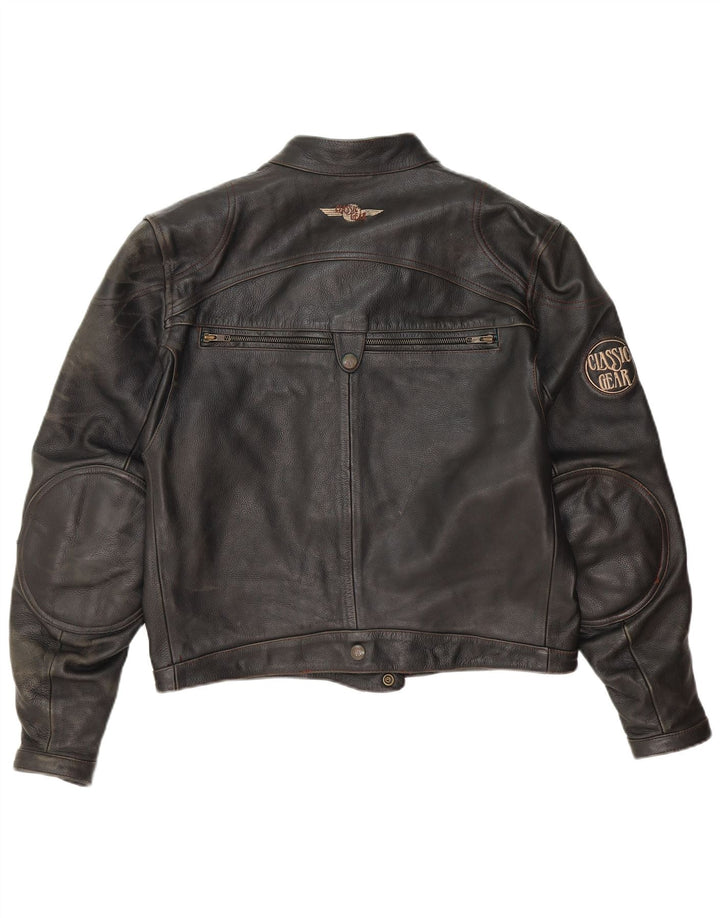 Classic Gear Herre Læder Racer Jakke UK 38 Medium Sort Læder