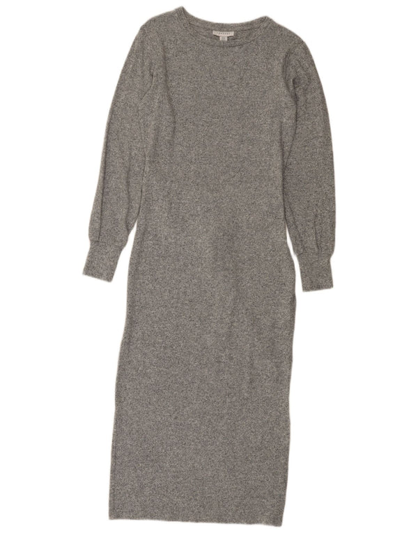 Topshop Dame Jumper Dress UK 8 Small Grey Flecked Viscose