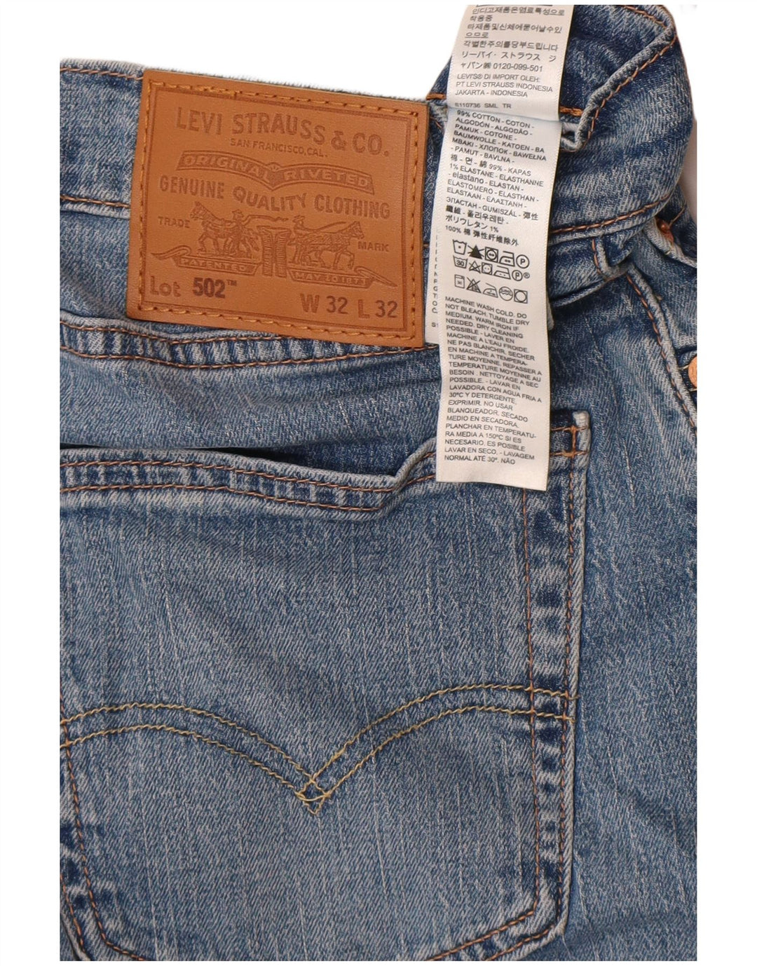 Levi's Herre 502 tilspidsede jeans W32 L32 blå bomuld