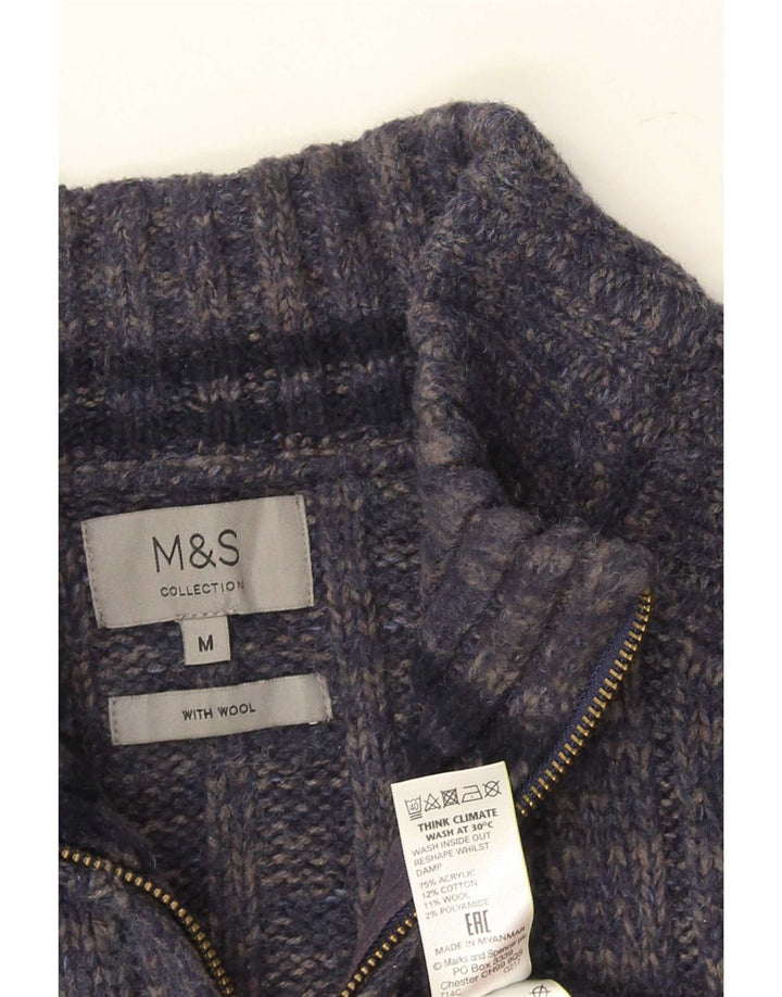 Marks & Spencer Herre sweater med lynlåshals Medium Navy Blue Flecked