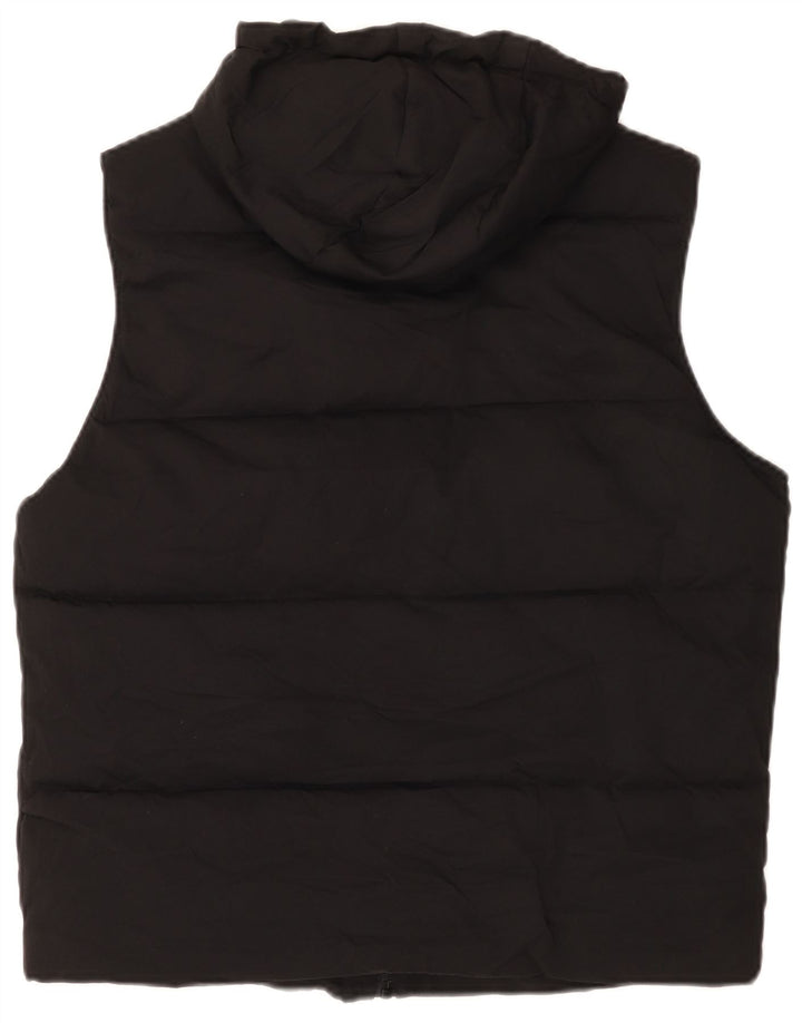 Zara Herre Hætte polstret Gilet UK 38 Medium Sort Polyester