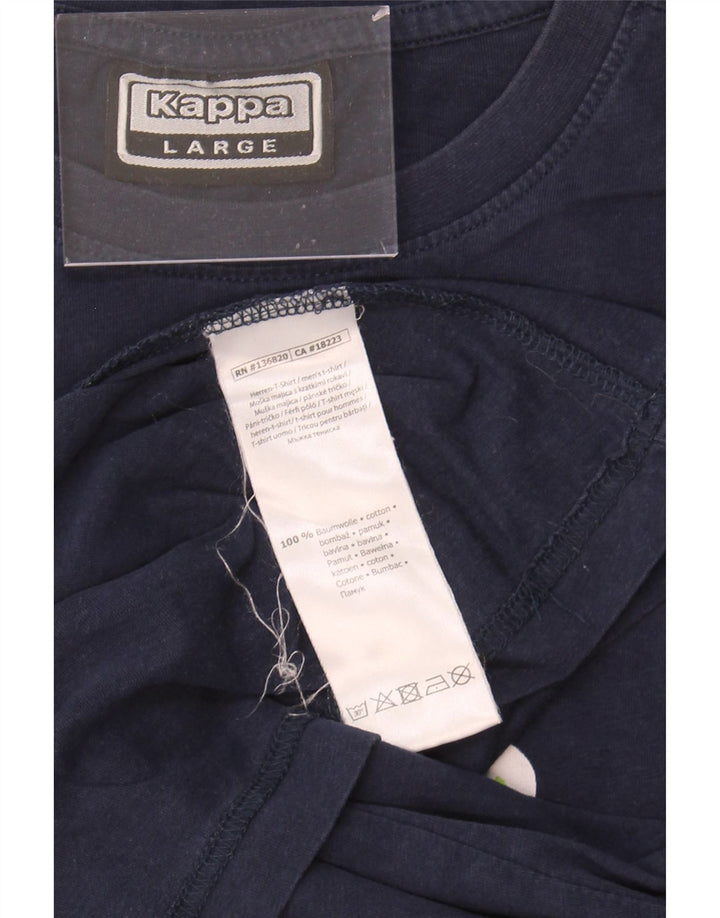 KAPPA Mens Graphic T-Shirt Top Large Navy Blue Cotton