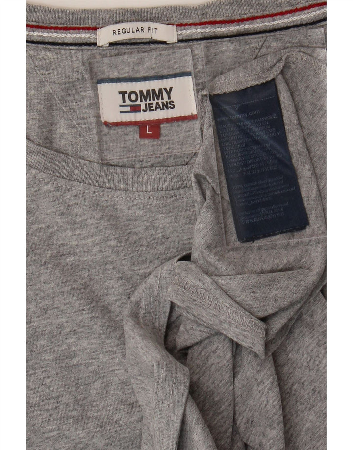 TOMMY HILFIGER Mens Regular Fit T-Shirt Top Large Grey Cotton Vintage Tommy Hilfiger and Second-Hand Tommy Hilfiger from Messina Hembry 