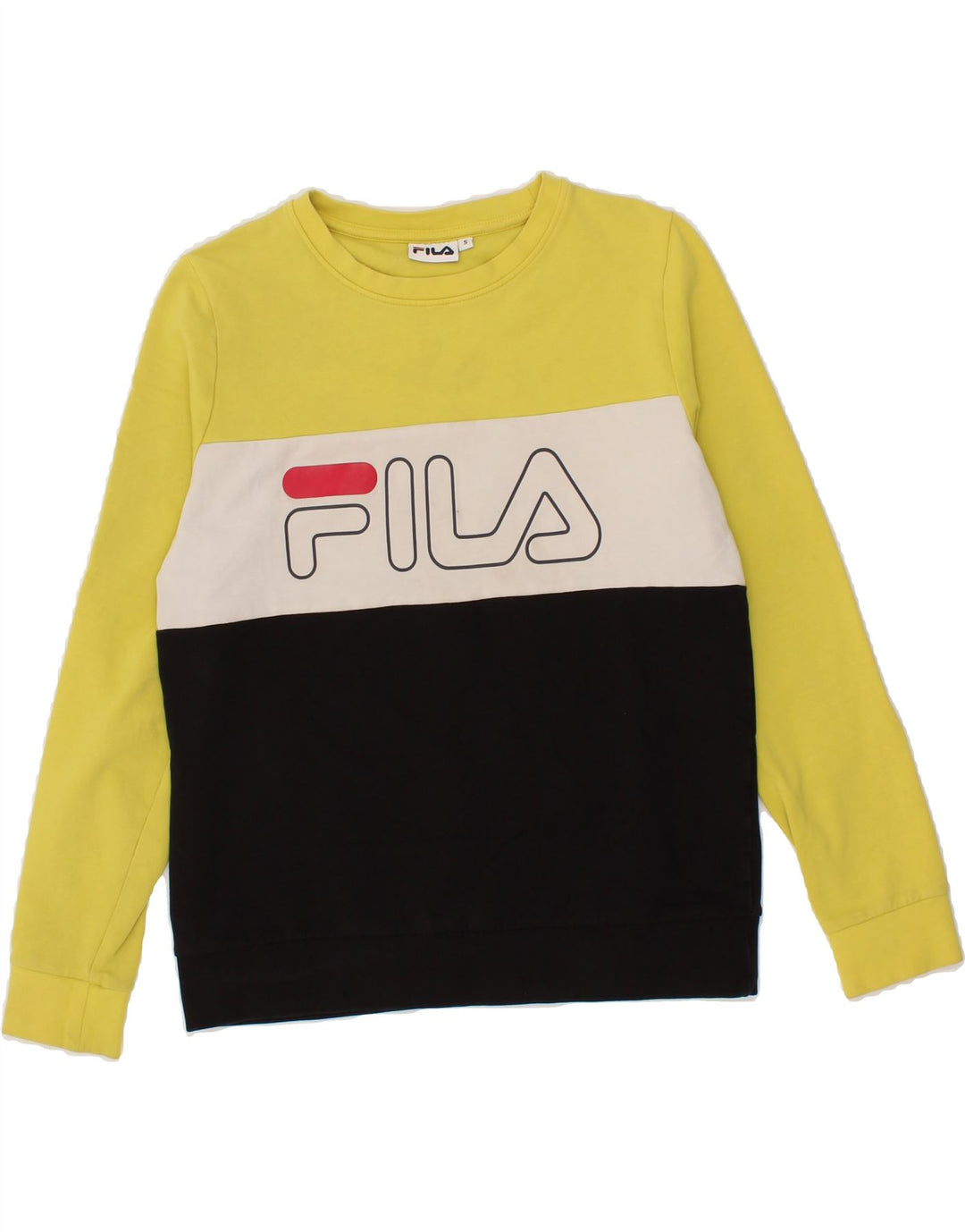 FILA Womens Graphic Sweatshirt Jumper UK 10 Small Multicoloured Vintage Fila and Second-Hand Fila from Messina Hembry 