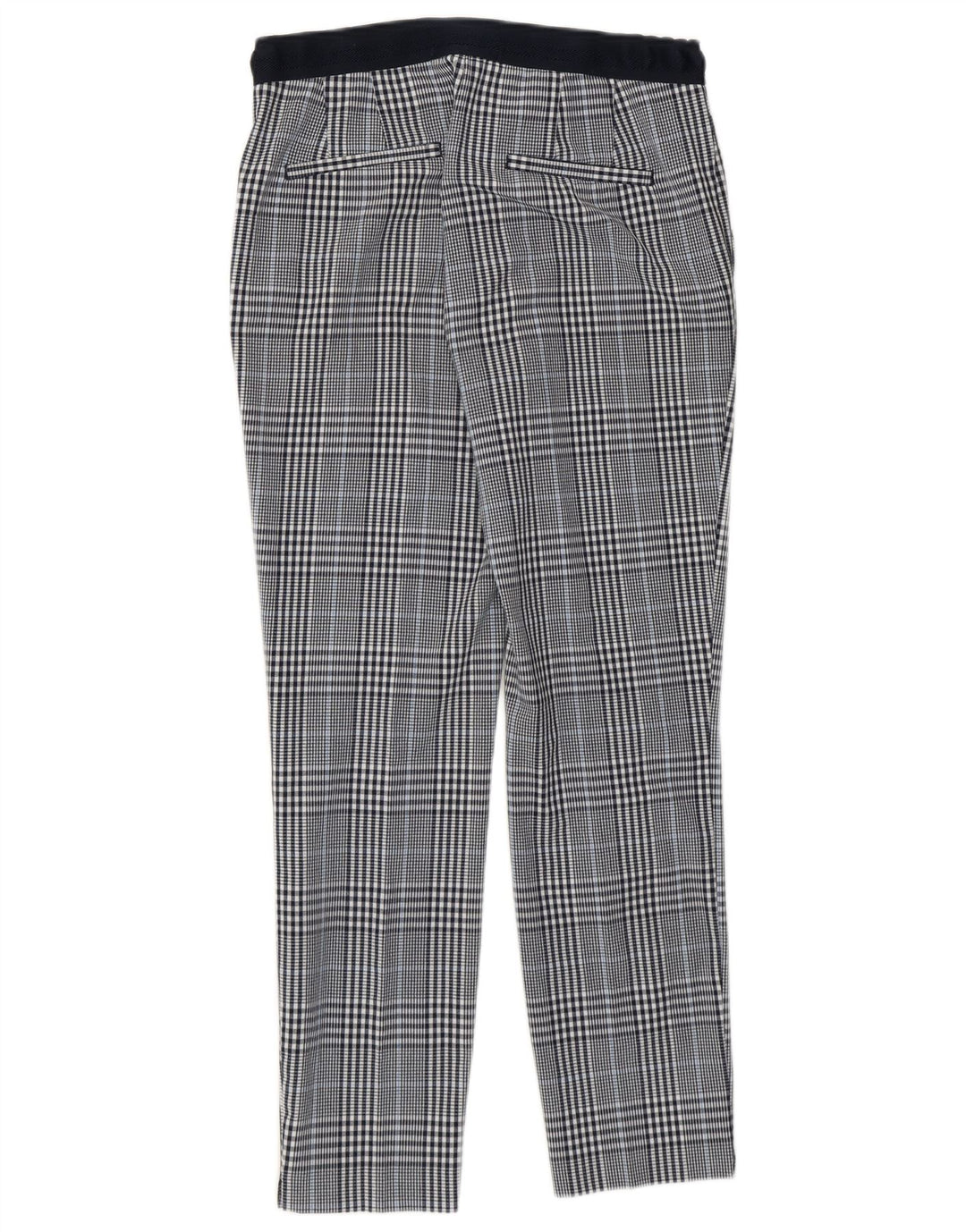 Zara Slim Cropped Bukser Small W26 L26 Marineblå Ternet polyester