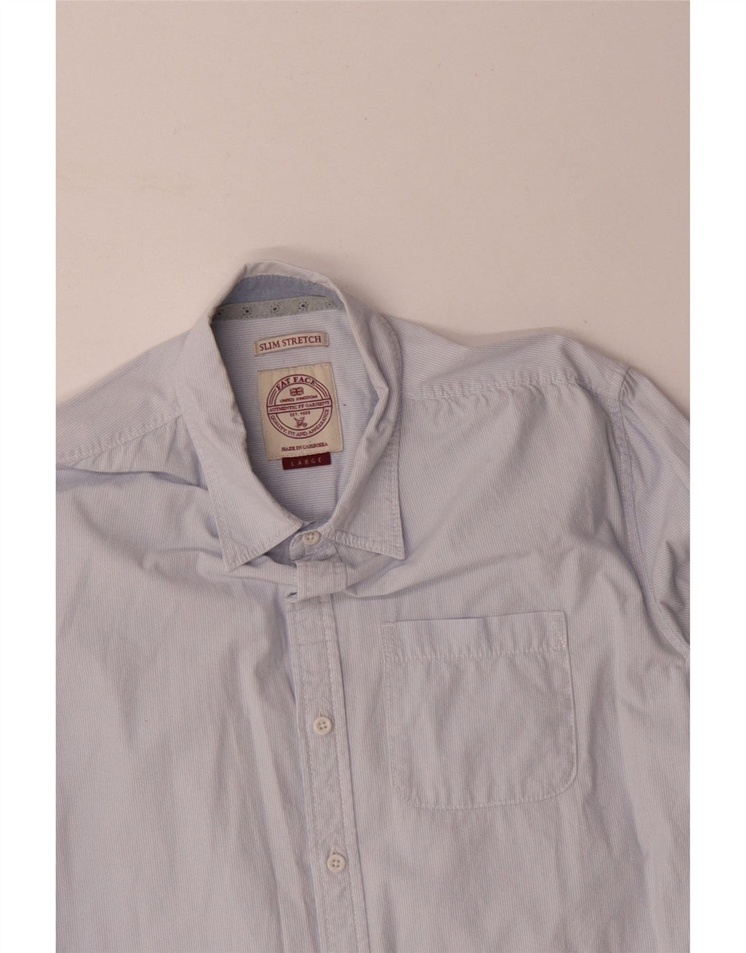 FAT FACE Herre Slim Skjorte Stor Blå Nålestribe