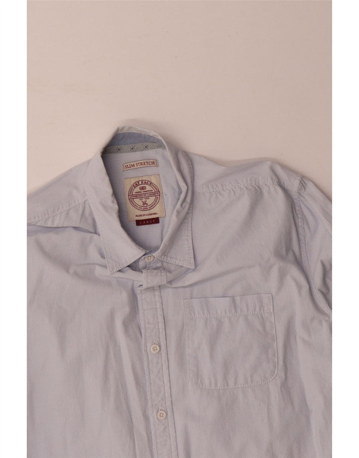 FAT FACE Herre Slim Skjorte Stor Blå Nålestribe