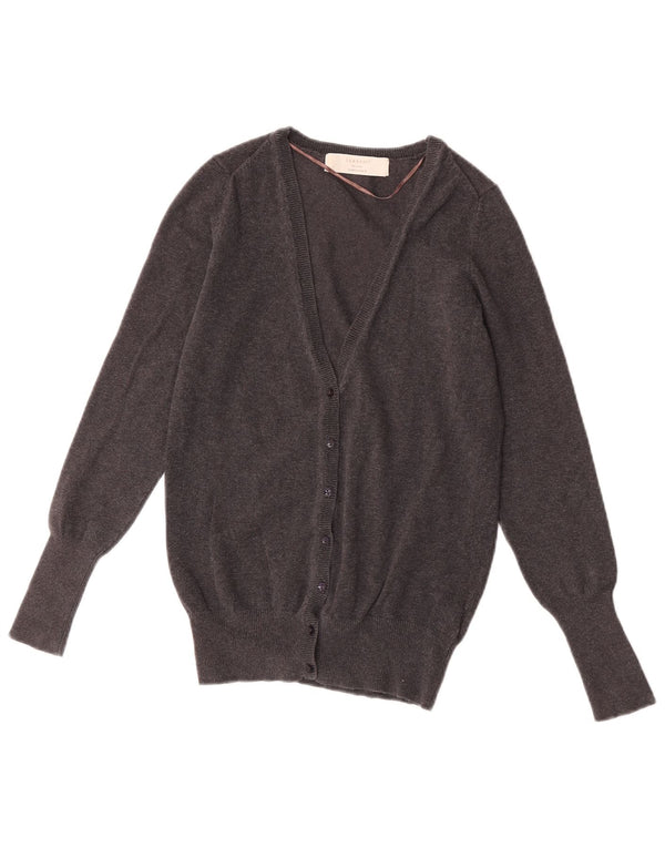 Zara Dame Cardigan Sweater UK 12 Medium Grey Bomuld