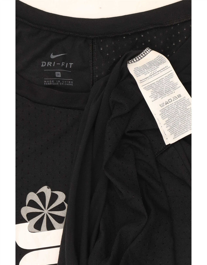 Nike Dame Dri Fit Oversized grafisk T-shirt top UK 20 2XL Sort Polyester