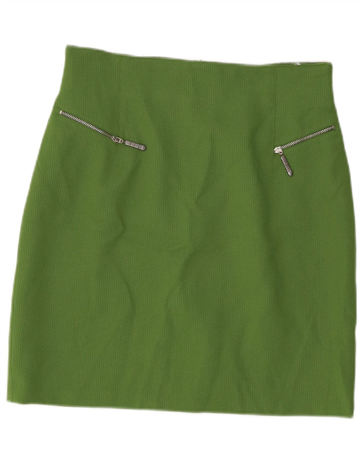 Vintage kvinders højtaljede mininederdel IT 40 W28 Grøn polyester