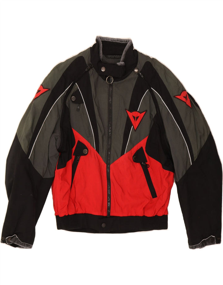 DAINESE Mens Graphic Racer Jacket IT 50 Large Grey Colourblock Nylon Vintage Dainese and Second-Hand Dainese from Messina Hembry 