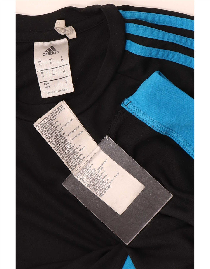 Adidas Herre Climalite T-Shirt Top Medium Sort Colourblock Polyester