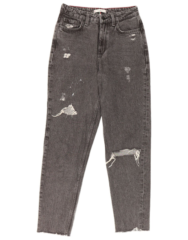 Tommy Hilfiger Kvinder Gramercy Distressed Tapered Jeans W26 L27 Grå Bomuld