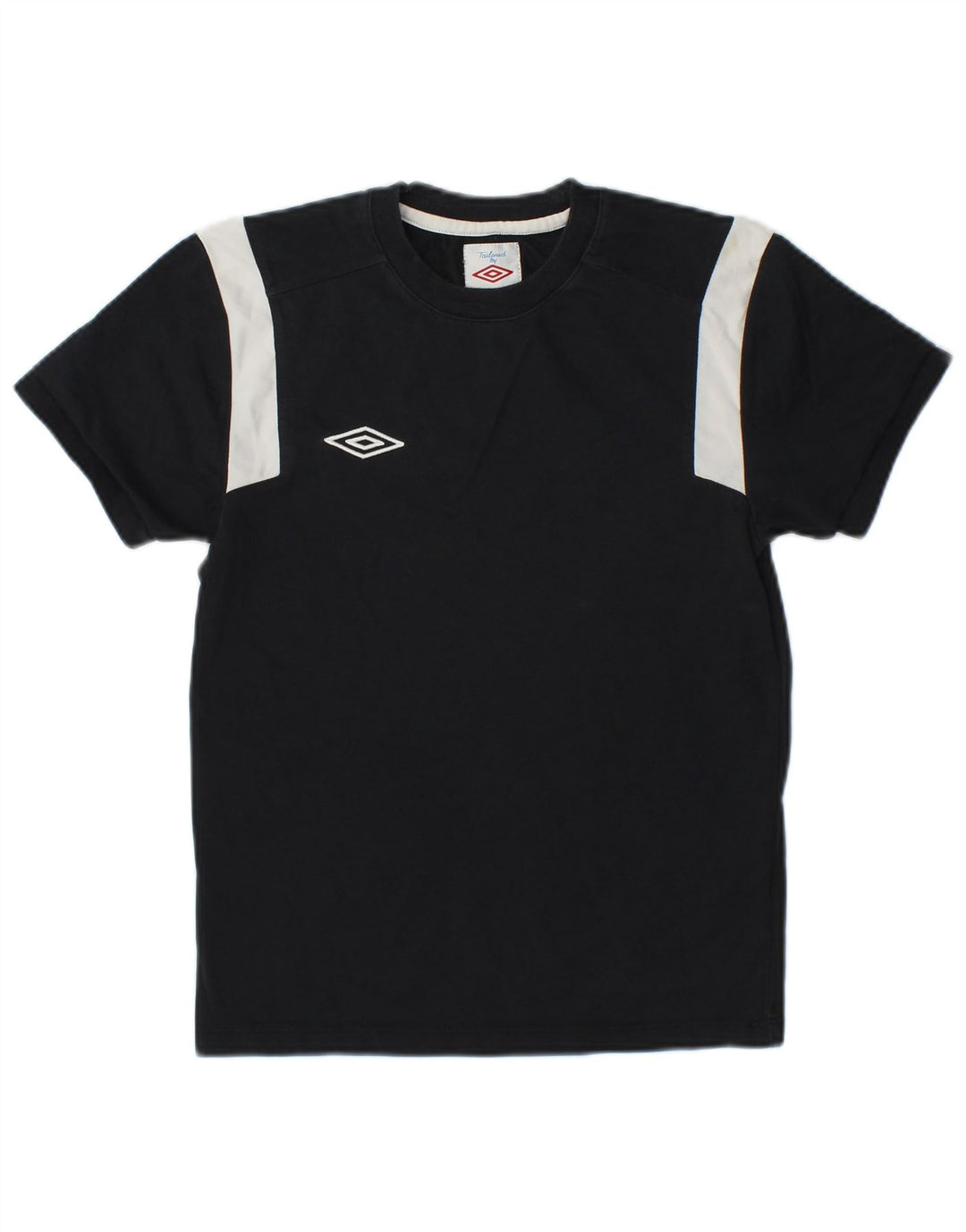 Umbro Boys T-Shirt Top 9-10 År Medium Sort Colourblock Bomuld