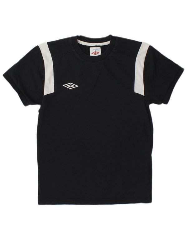 Umbro Boys T-Shirt Top 9-10 År Medium Sort Colourblock Bomuld
