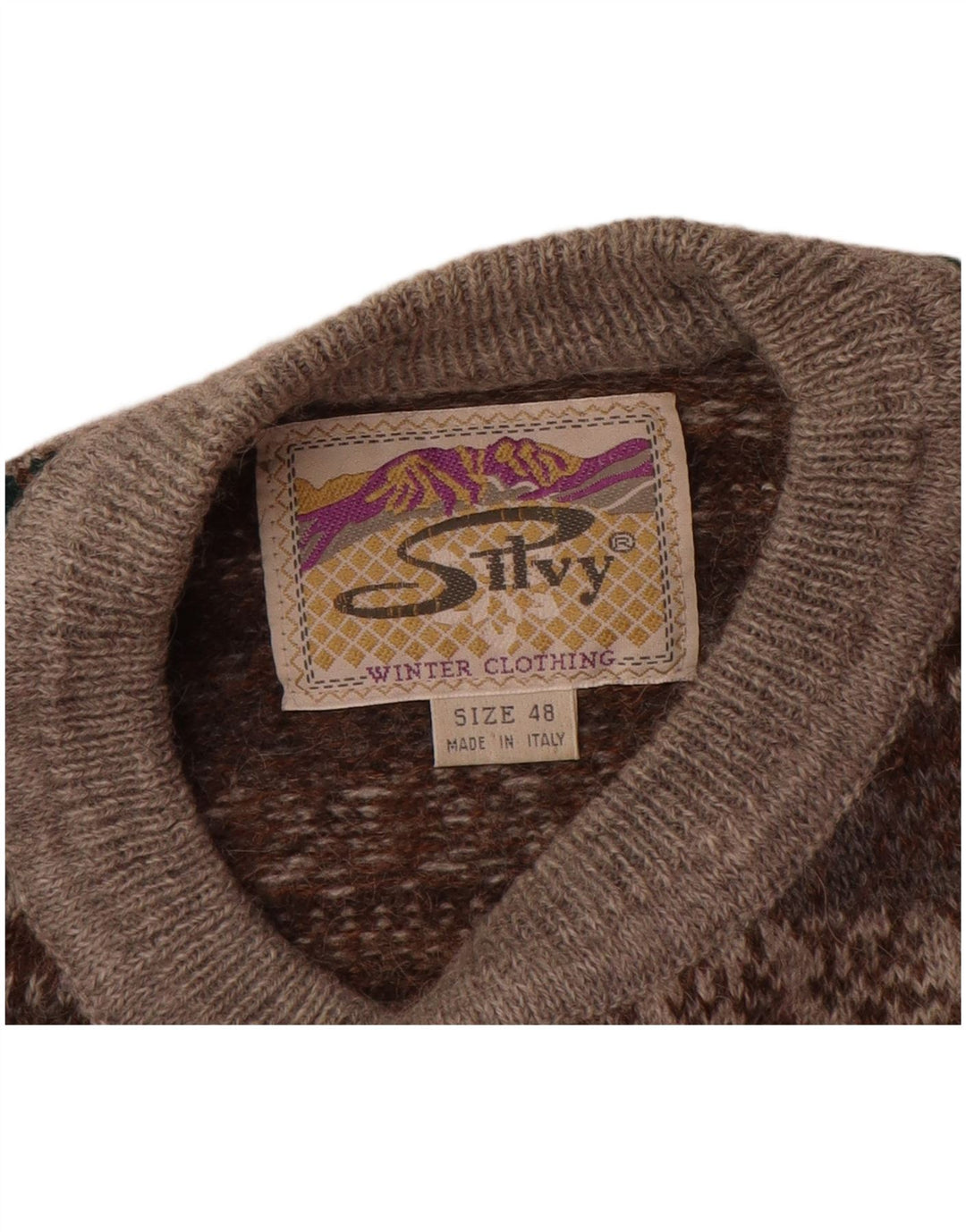 Silvy Herre Crew Neck Jumper Sweater IT 48 Medium Grey Fair Isle Alpaca Wool