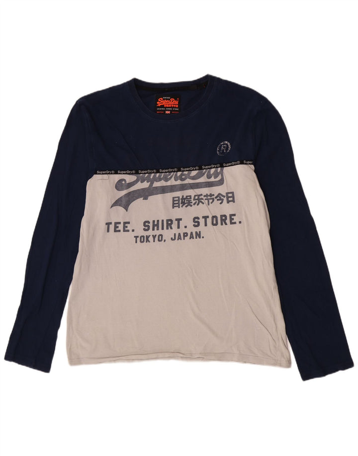Superdry Herre Extra Slim Grafisk Top Langærmet 2XL Blå Colourblock