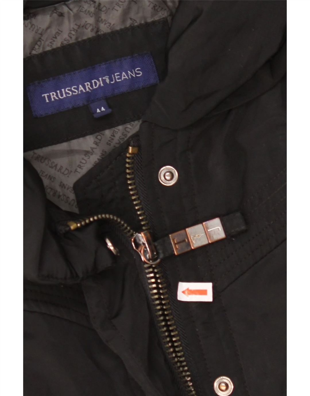 TRUSSARDI JEANS Dame Windbreaker Frakke IT 44 Medium Sort Polyester