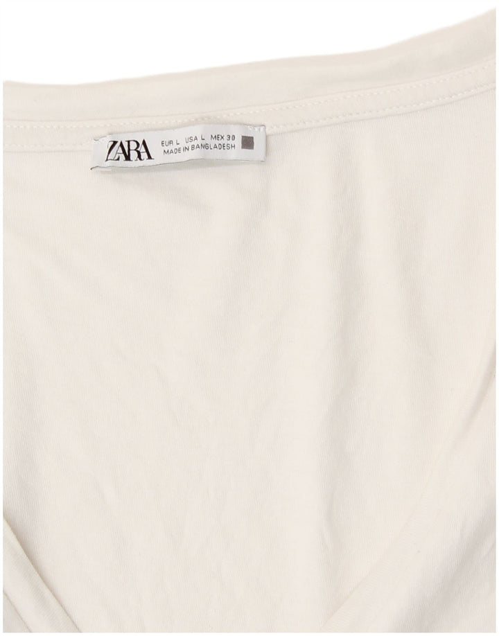 Zara Dame T-Shirt Top UK 16 Large White