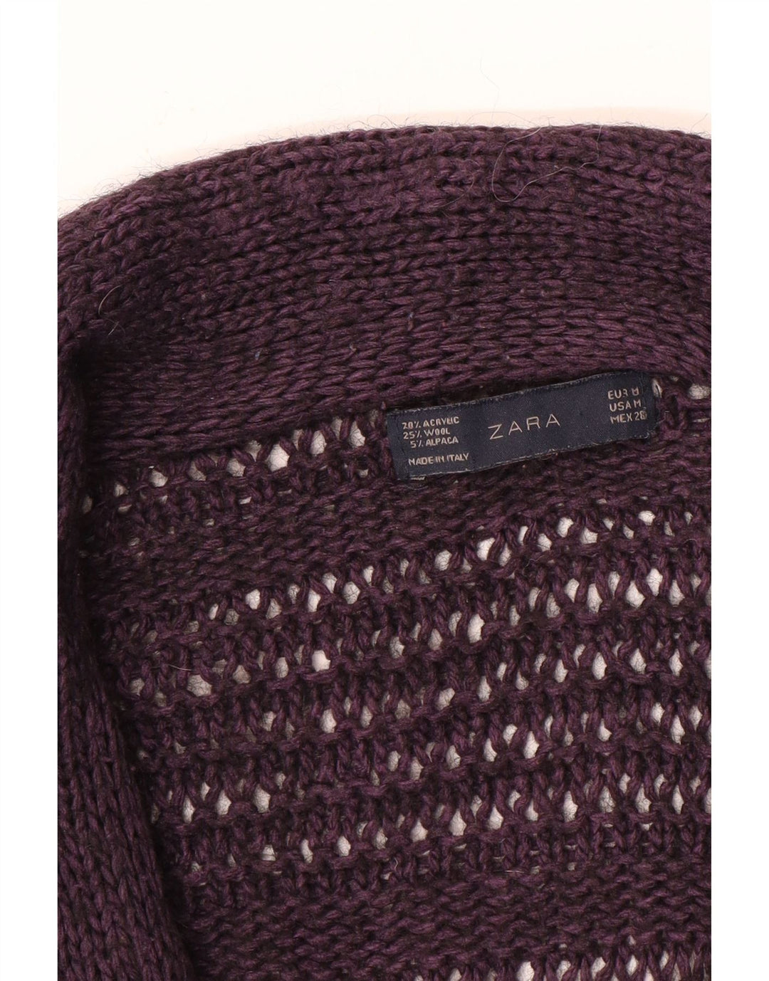 Zara Dame Cardigan Sweater UK 14 Medium Lilla Akryl