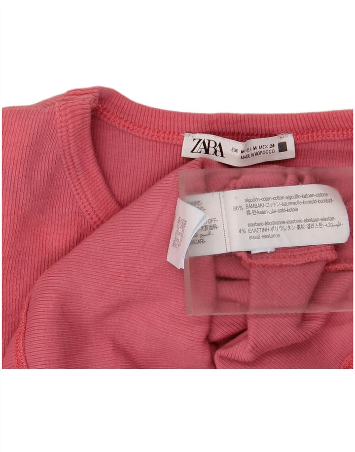 Zara Damebluse Top UK 12 Medium Pink Bomuld