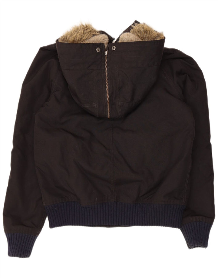 Woolrich Dame Hooded Bomber Polstret Jakke UK 14 Stor Sort Nylon