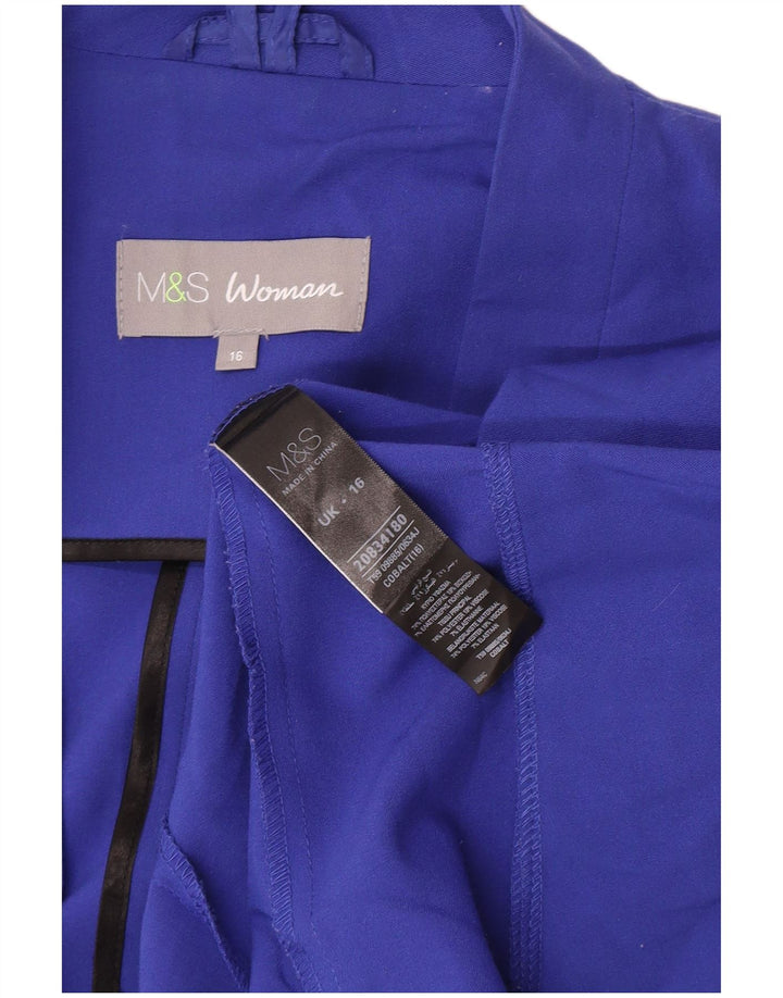 Marks & Spencer Womens Open Blazer Jacket UK 16 Large Blue Polyester