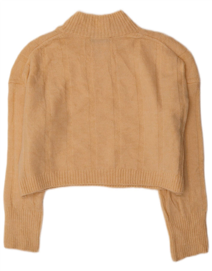 ZARA Womens Oversized Crop Turtle Neck Jumper Sweater UK 10 Small Yellow