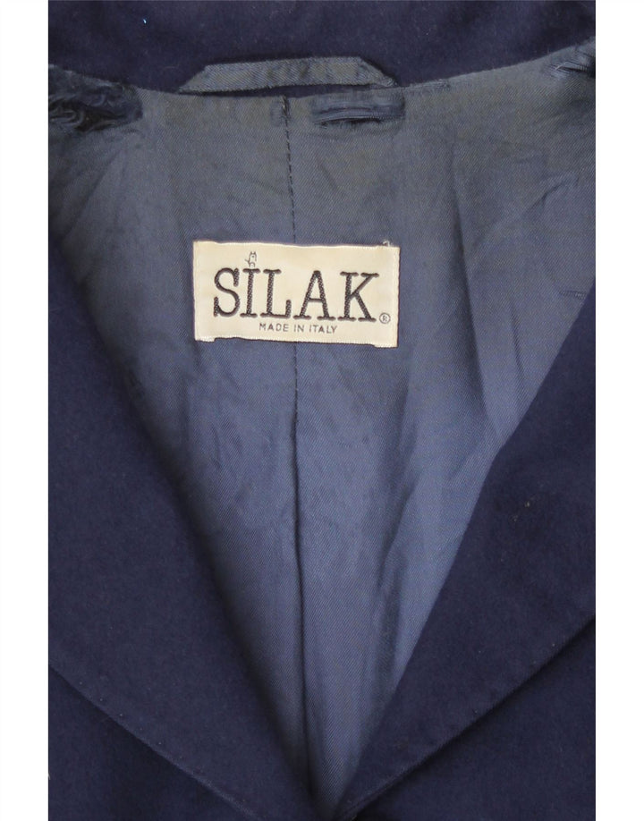 Vintage Dame Longline 3 Button Blazer Jacket UK 14 Medium Navy Blue