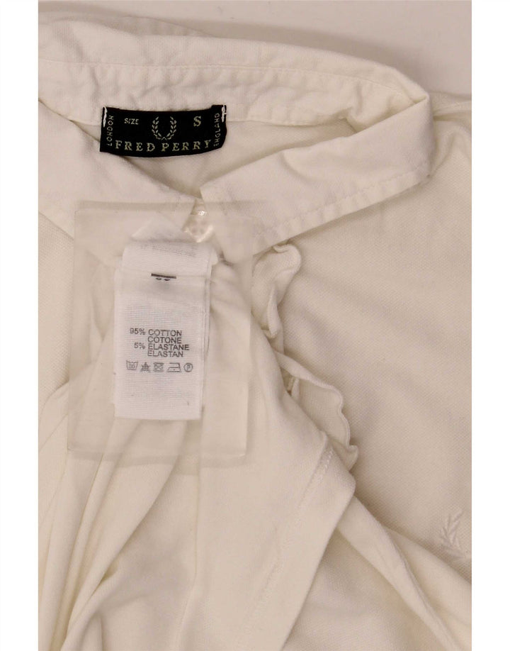 Fred Perry Dame Flæse Front Polo Shirt UK 10 Small White Bomuld