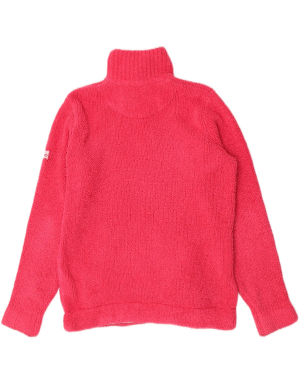Musto Dame Oversized grafisk Zip Neck Sweatshirt Jumper UK 10 Small Pink