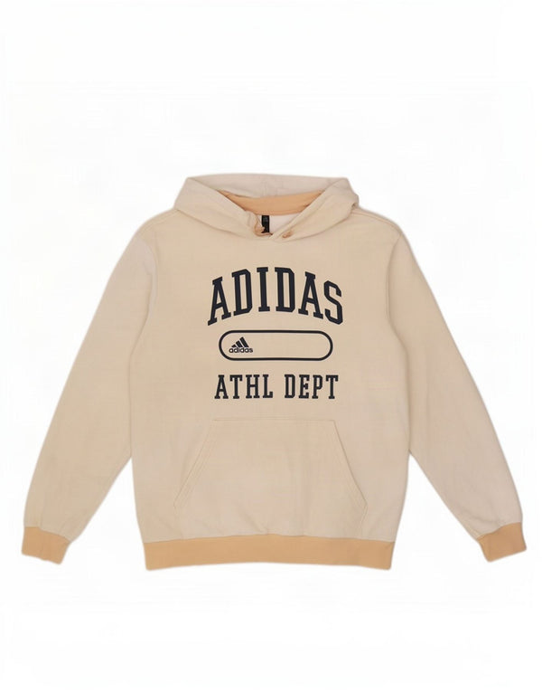 Adidas grafisk hættetrøje til mænd, stor off-hvid colourblock bomuld
