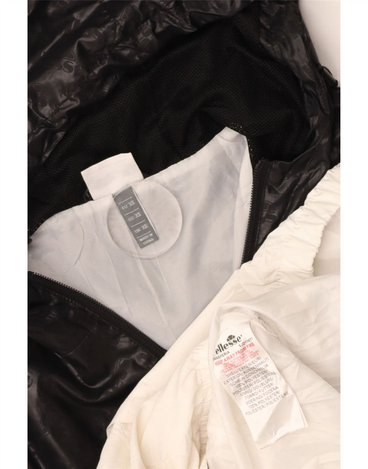 ELLESSE Womens Oversized Graphic Anorak Jacket UK 6 XS White Colourblock