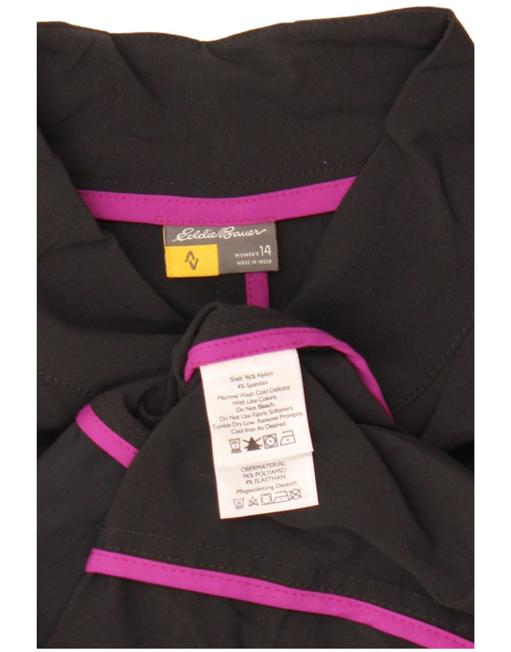 Eddie Bauer Kvinder Utility Jacket US 14 XL Sort Nylon